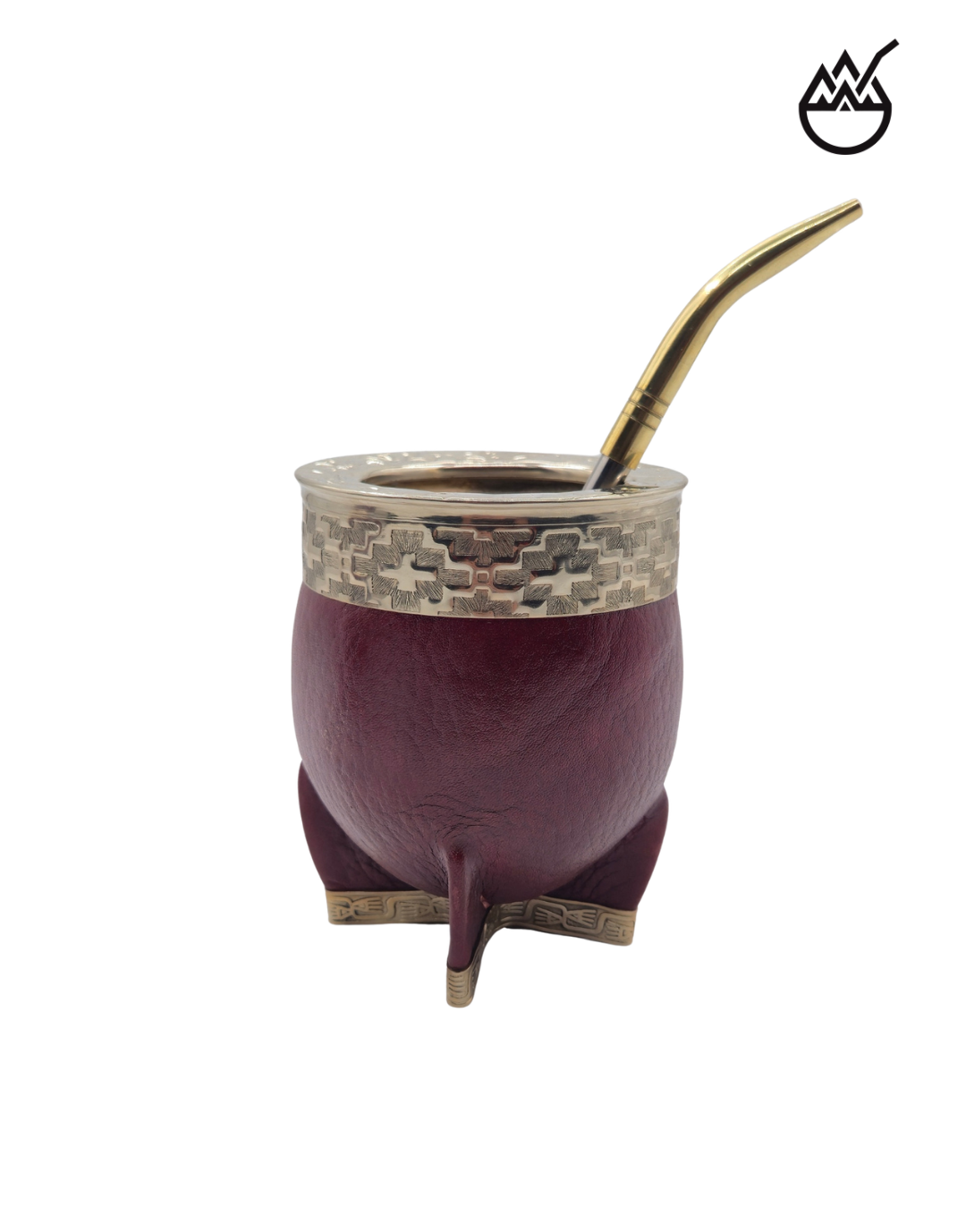Mate Imperial Cuero Liso Marrón – Base Alpaca