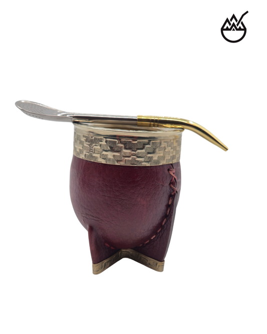 Mate Imperial Cuero Liso Marrón – Base Alpaca